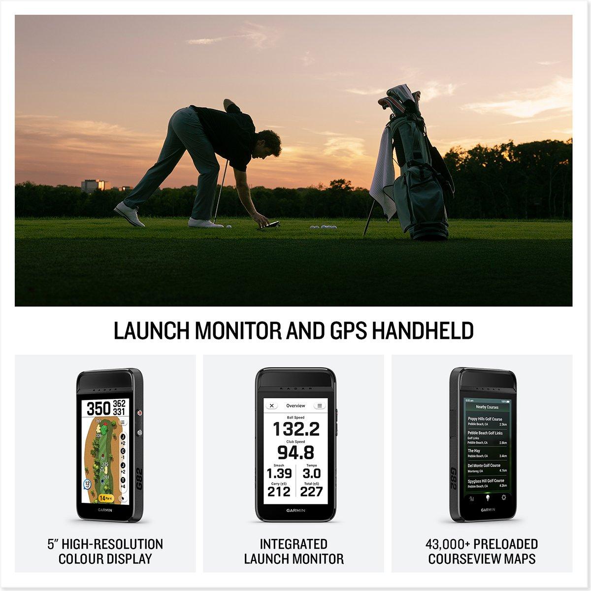 Garmin Approach G82 Portable Launch Monitor & Premium Handheld Golf GPS