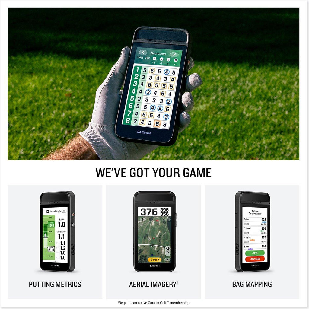 Garmin Approach G82 Portable Launch Monitor & Premium Handheld Golf GPS