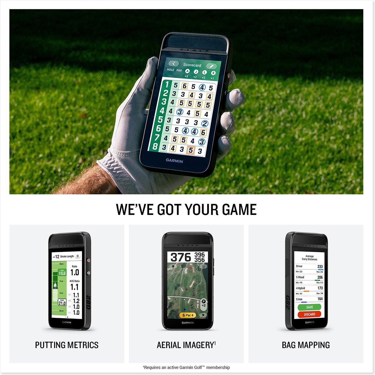 Garmin Approach G82 Portable Launch Monitor & Premium Handheld Golf GPS